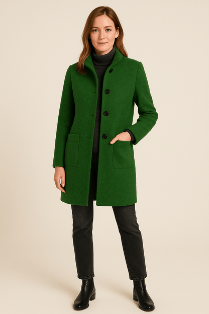 Charlotte High Neck Button Long Coat