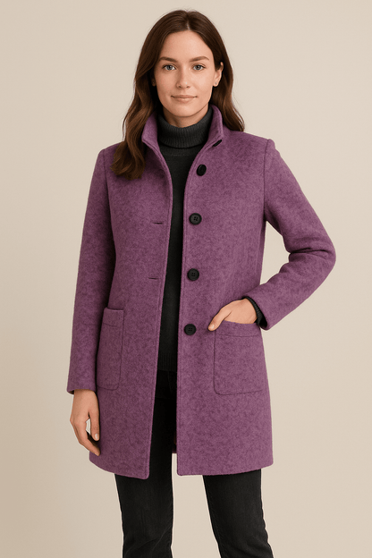 Charlotte High Neck Button Long Coat
