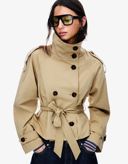 Clara Double Breasted Cropped Trench Coat
