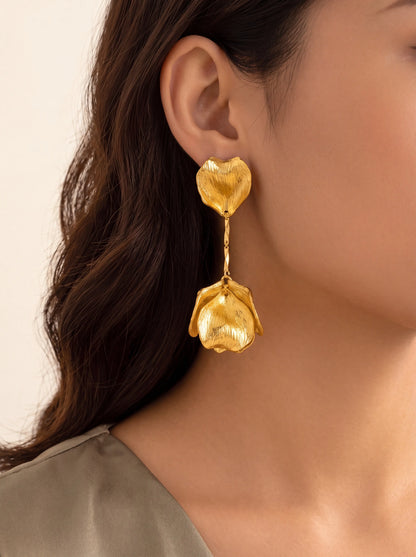 Clarimond Gold Petal Drop Earrings - Gold