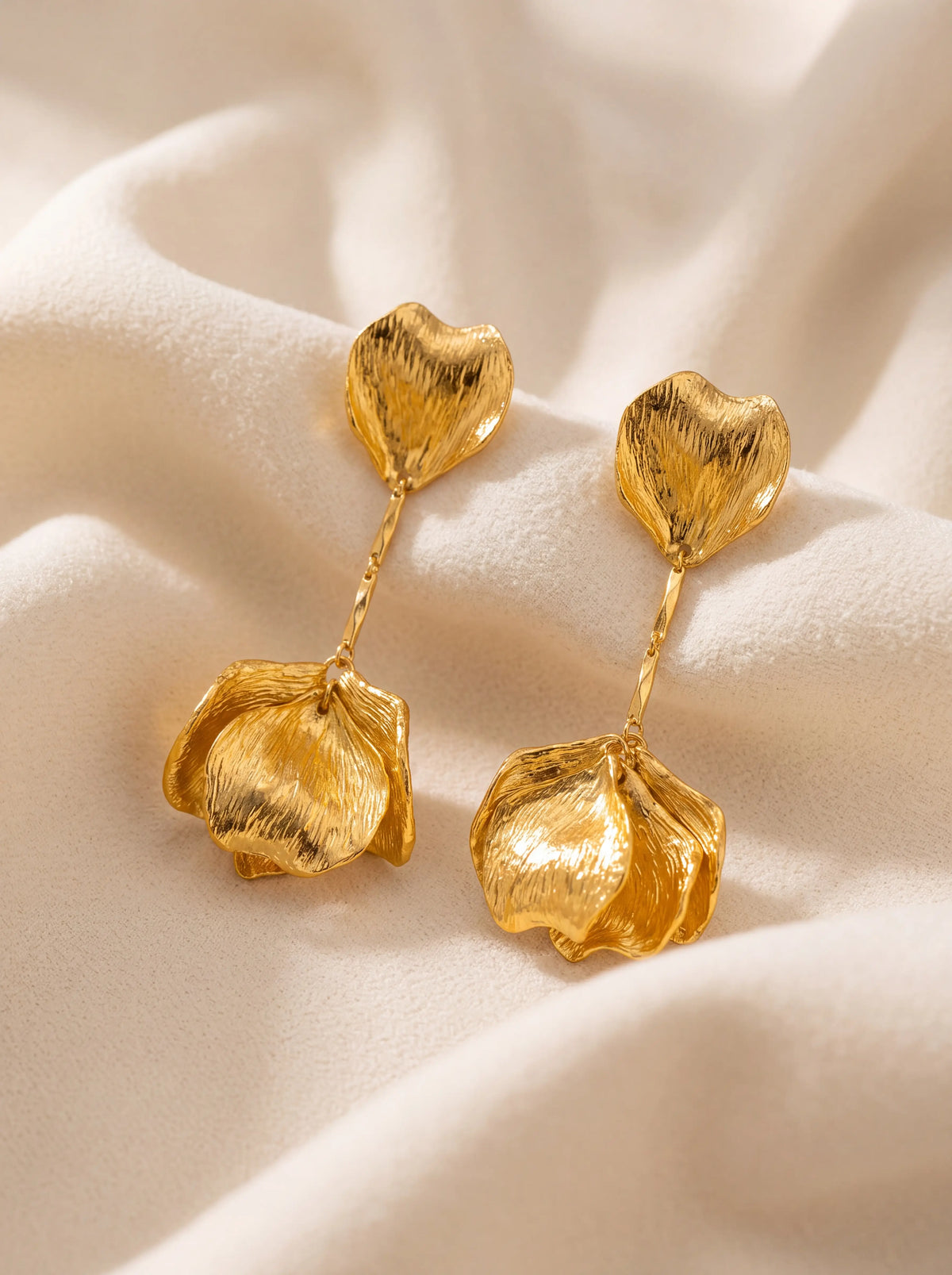 Clarimond Gold Petal Drop Earrings - Gold
