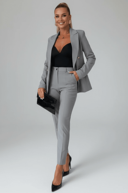 Claudette Double Breasted Blazer Pants Set - Gray