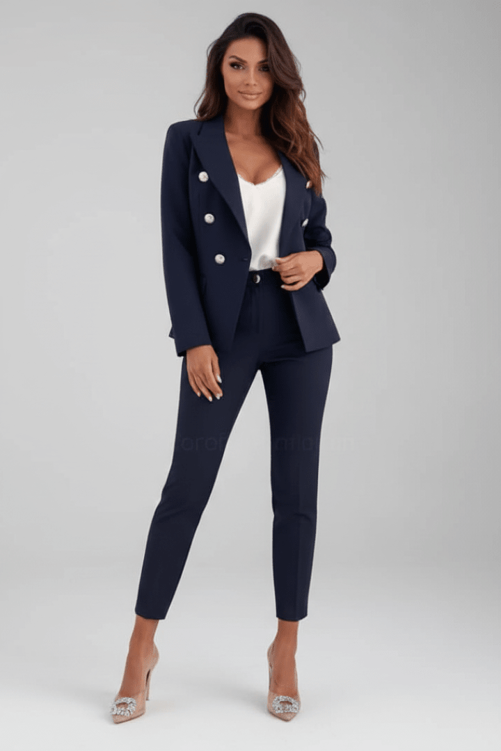 Claudette Double Breasted Blazer Pants Set - Navy Blue