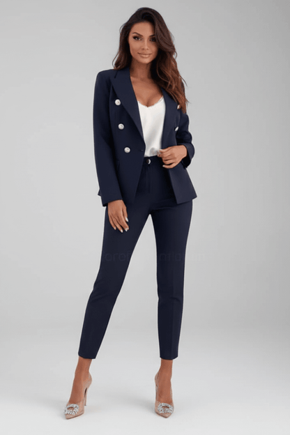 Claudette Double Breasted Blazer Pants Set - Navy Blue