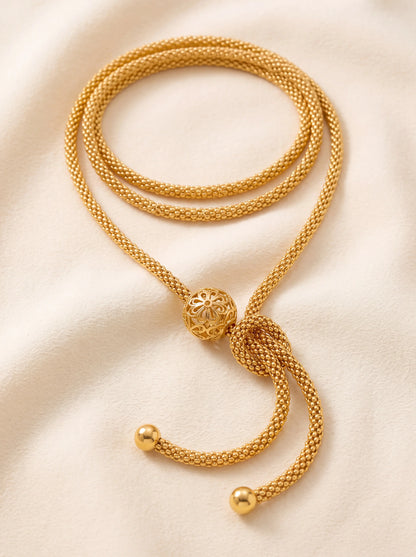 Clemence Gold Knot Lariat Necklace - Gold
