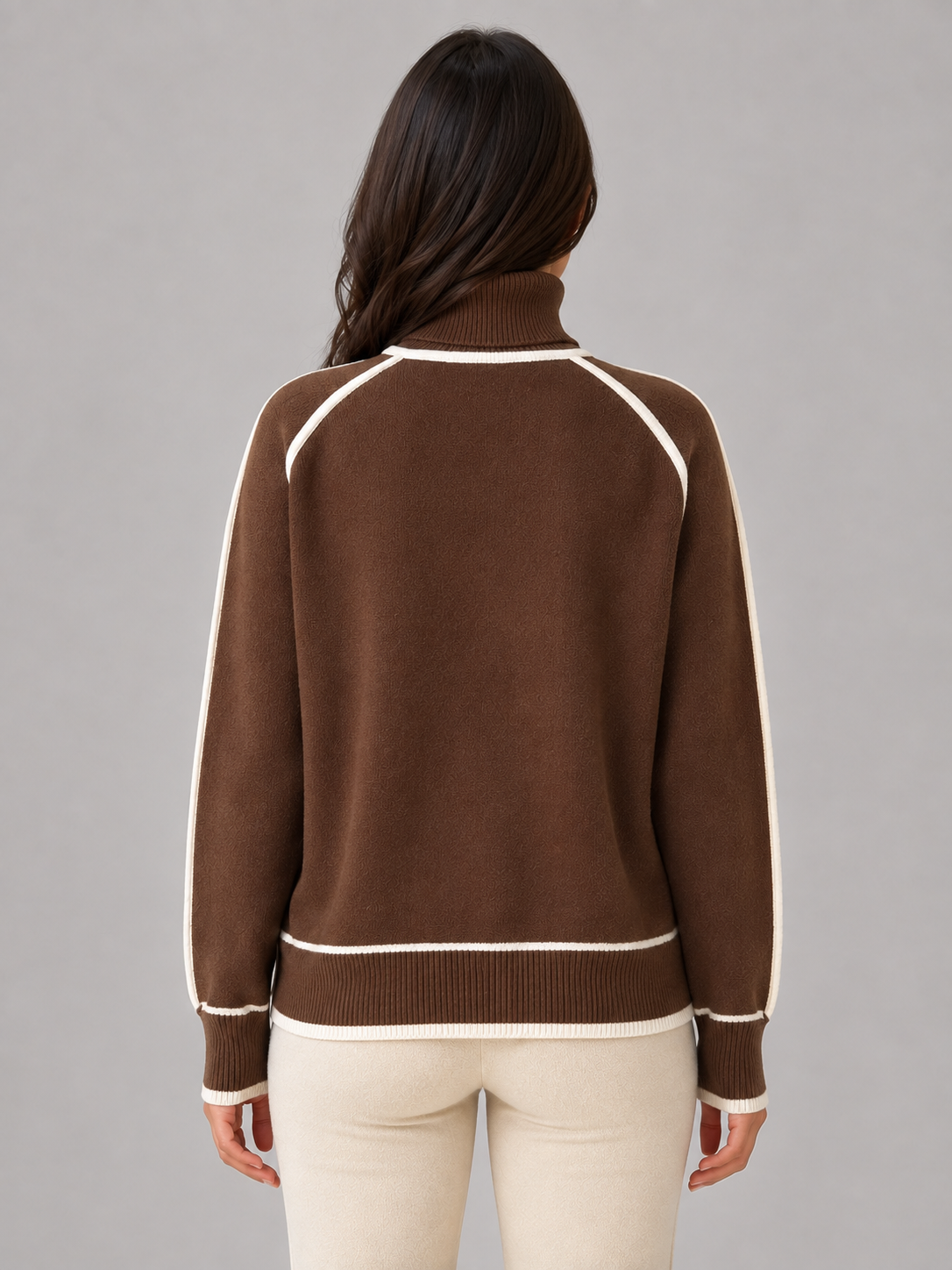 Constance Roll Neck Relaxed Sweater - Brown