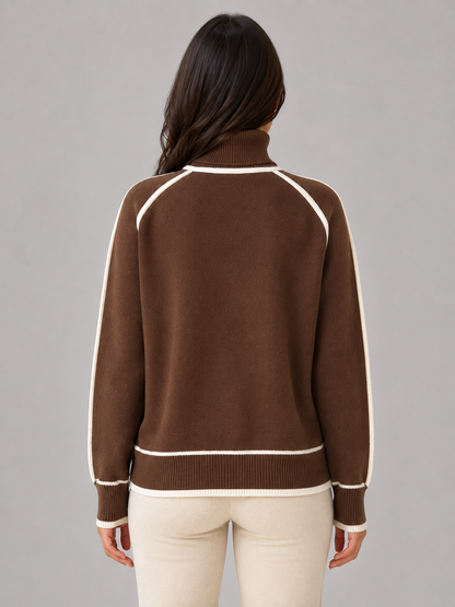 Constance Roll Neck Relaxed Sweater - Brown