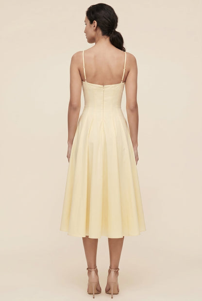 Coraya Twist Front Midi Dress - Butter Yellow