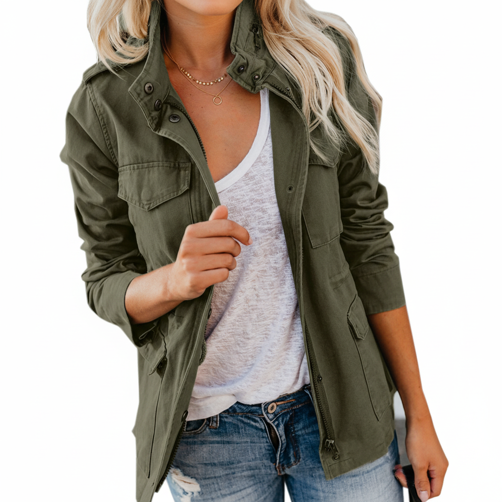 Crisanta Utility Pocket Jacket - Olive Green