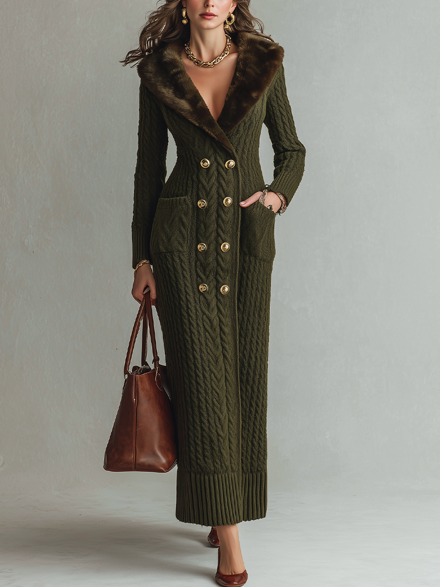 Cybil Cable Knit Maxi Dress - Green