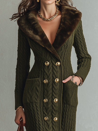 Cybil Cable Knit Maxi Dress - Green