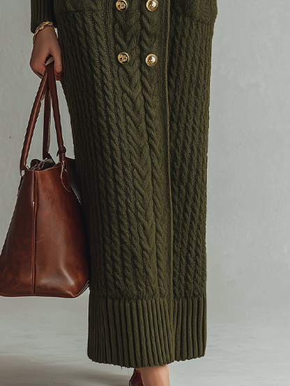 Cybil Cable Knit Maxi Dress - Green