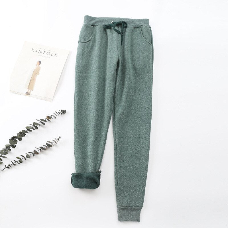 Dacia Lined Drawstring Jogger Pants - Sage Green