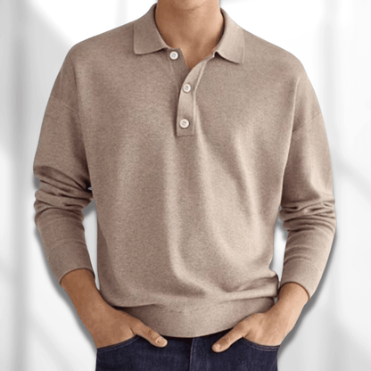 Damon Fine Knit Polo Shirt - Khaki