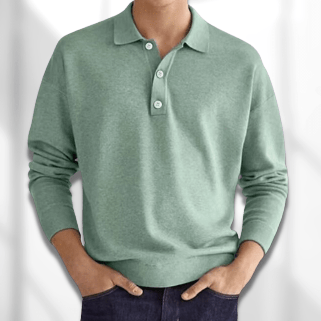 Damon Fine Knit Polo Shirt - Light Green
