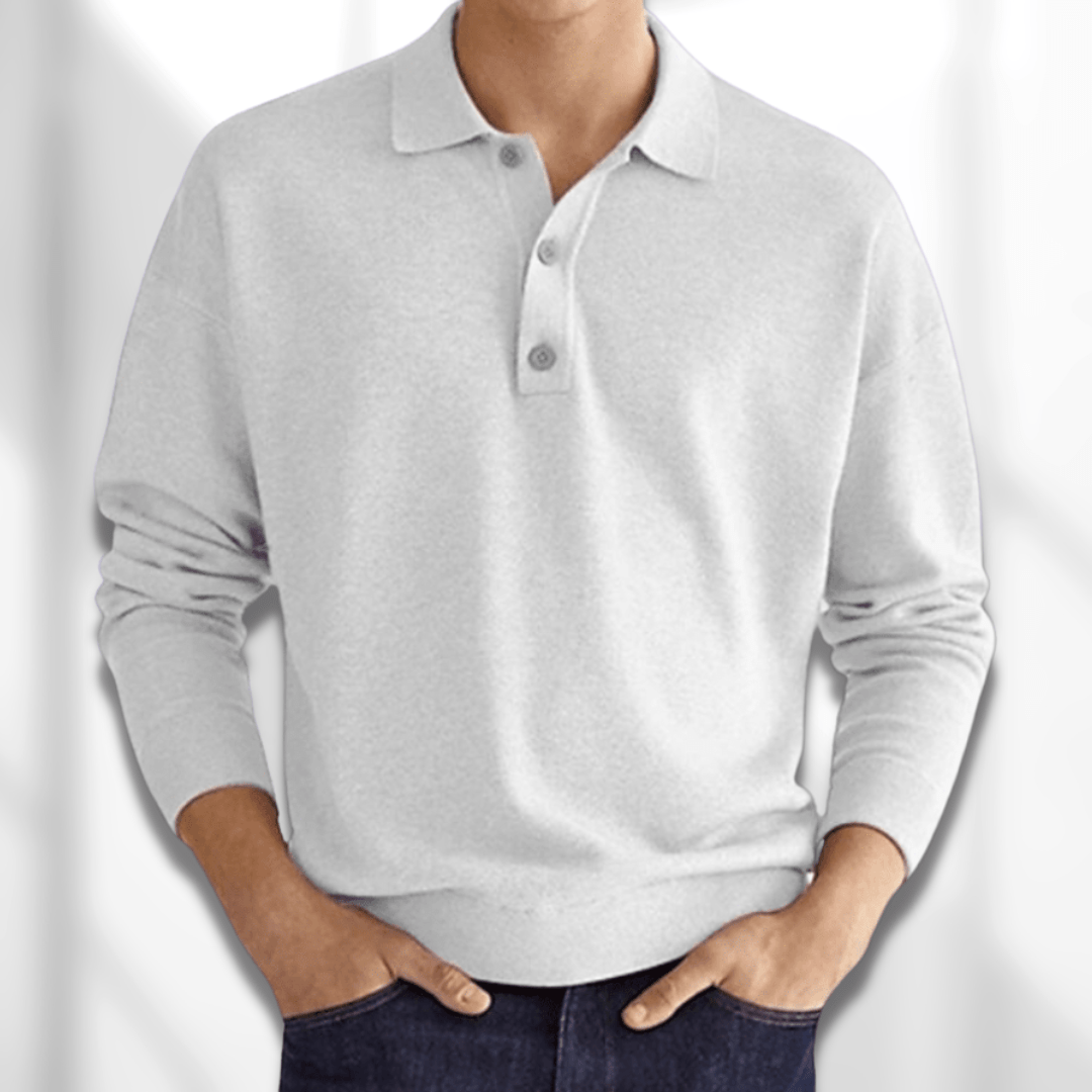 Damon Fine Knit Polo Shirt - White