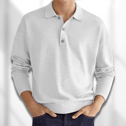 Damon Fine Knit Polo Shirt - White