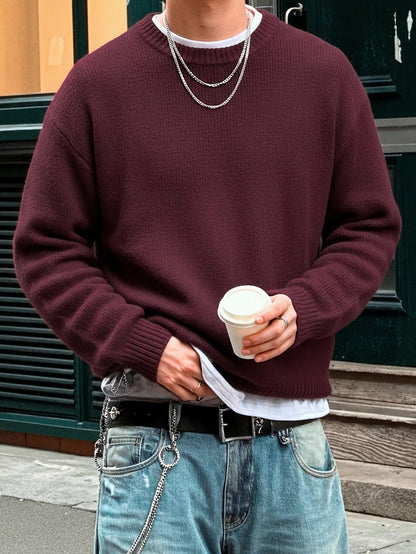 Dario Crew Neck Sweater - Burgundy