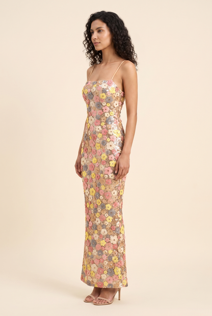 Davinia Floral Maxi Dress - Pink and Yellow Floral