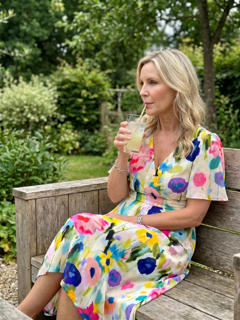 Dawn Flutter Sleeve Floral Midi Dress - Ivory Floral