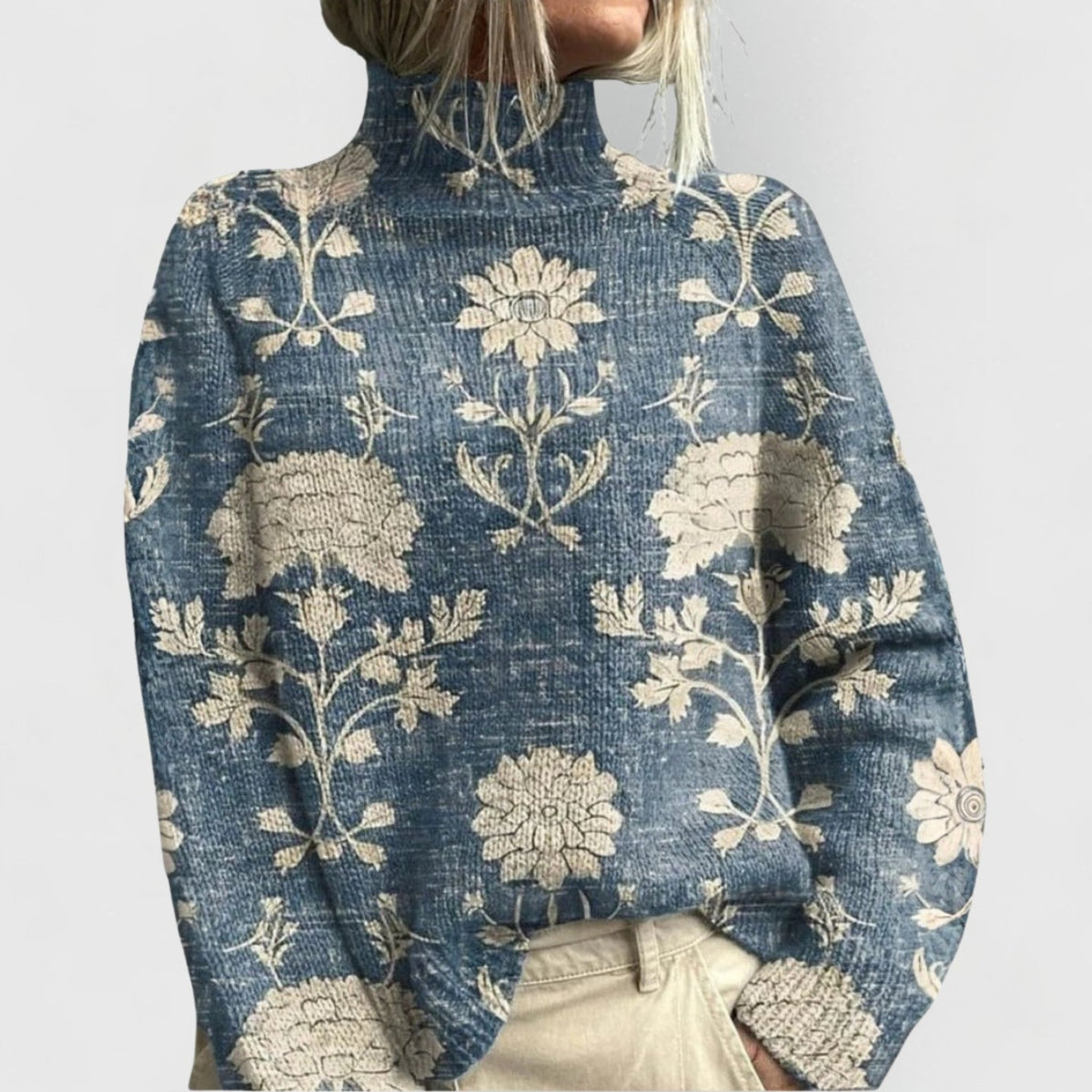 Delphie Nature Print Top - Light Blue