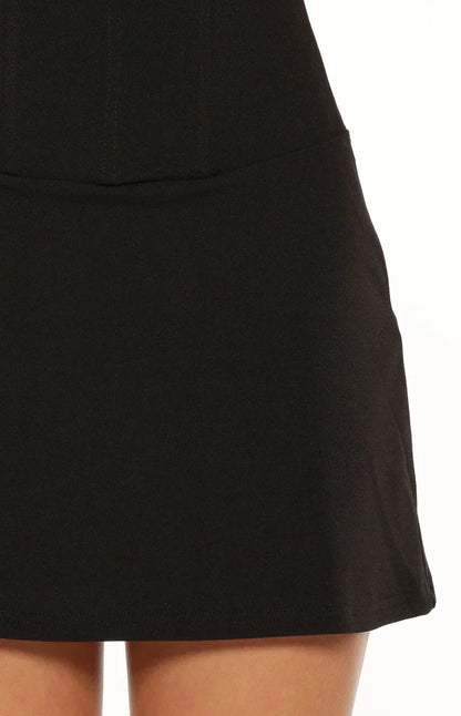 Dessa Corset Crepe Mini Dress - Black