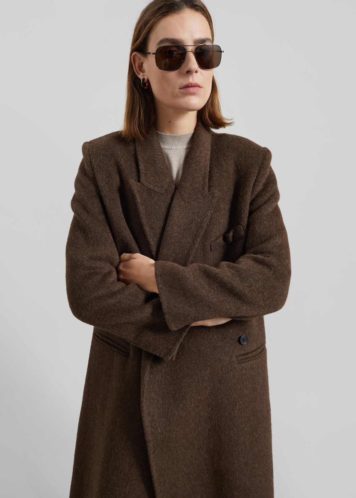 Desta Longline Belted Wool Coat - Chocolate Brown