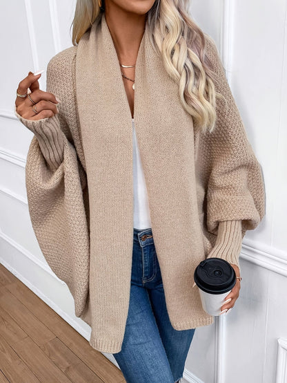 Devon Batwing Open Front Cardigan - Khaki