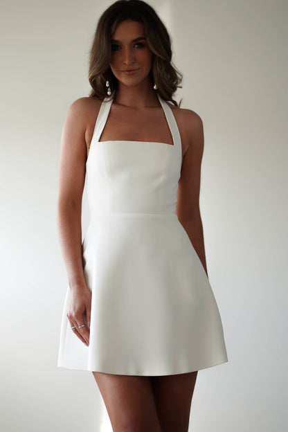 Diondra Halter Mini Dress - Ivory