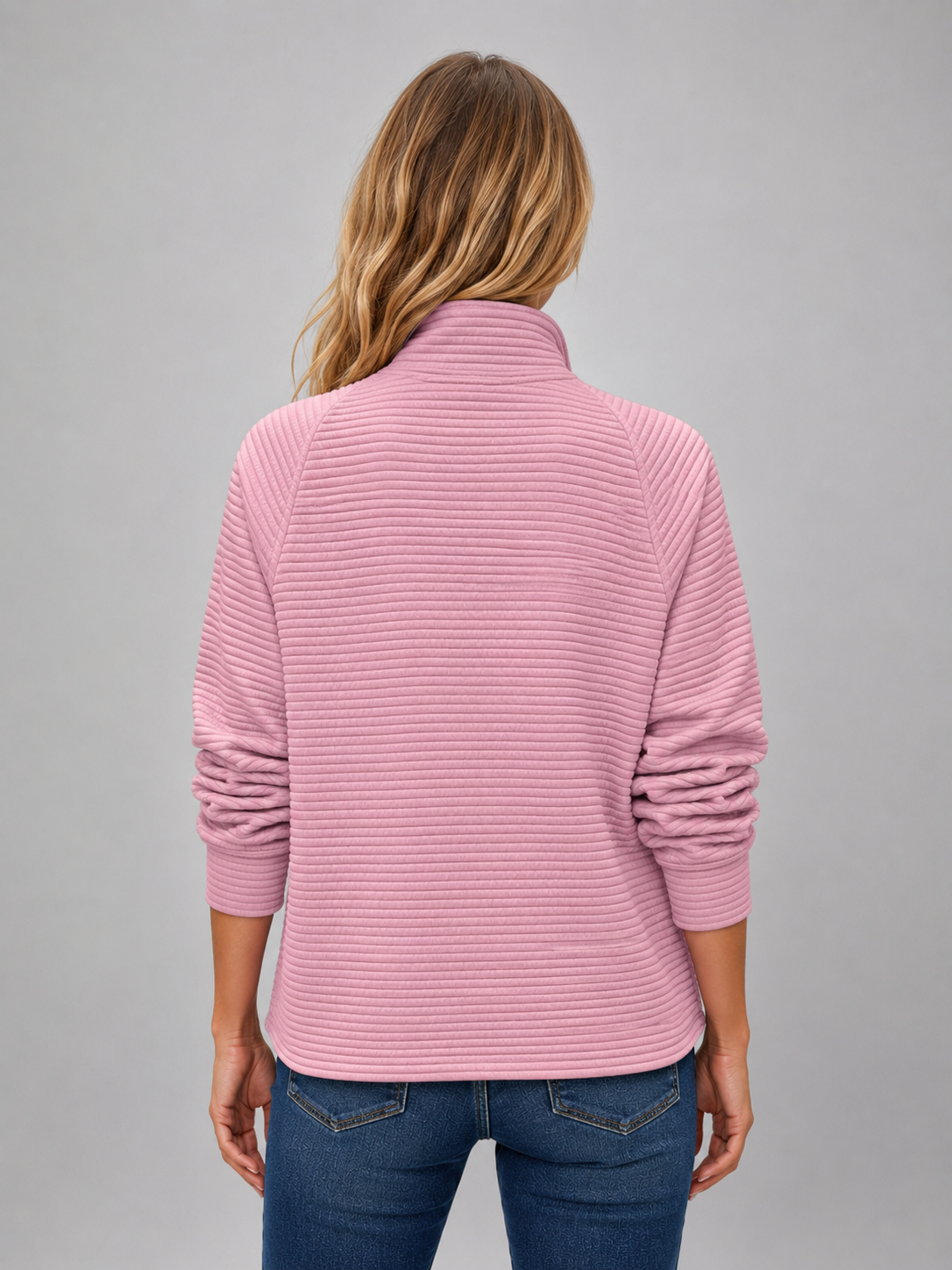 Dorothy Ribbed Half-Zip Sweater - Pink