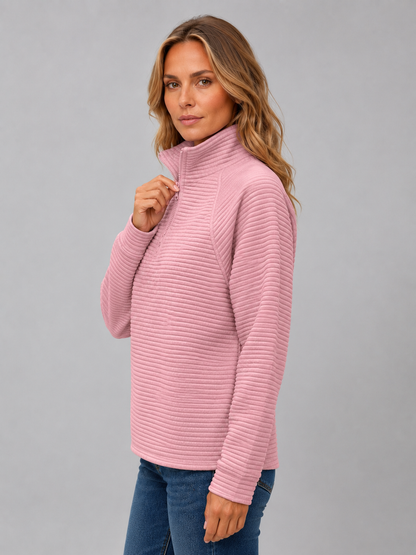 Dorothy Ribbed Half-Zip Sweater - Pink
