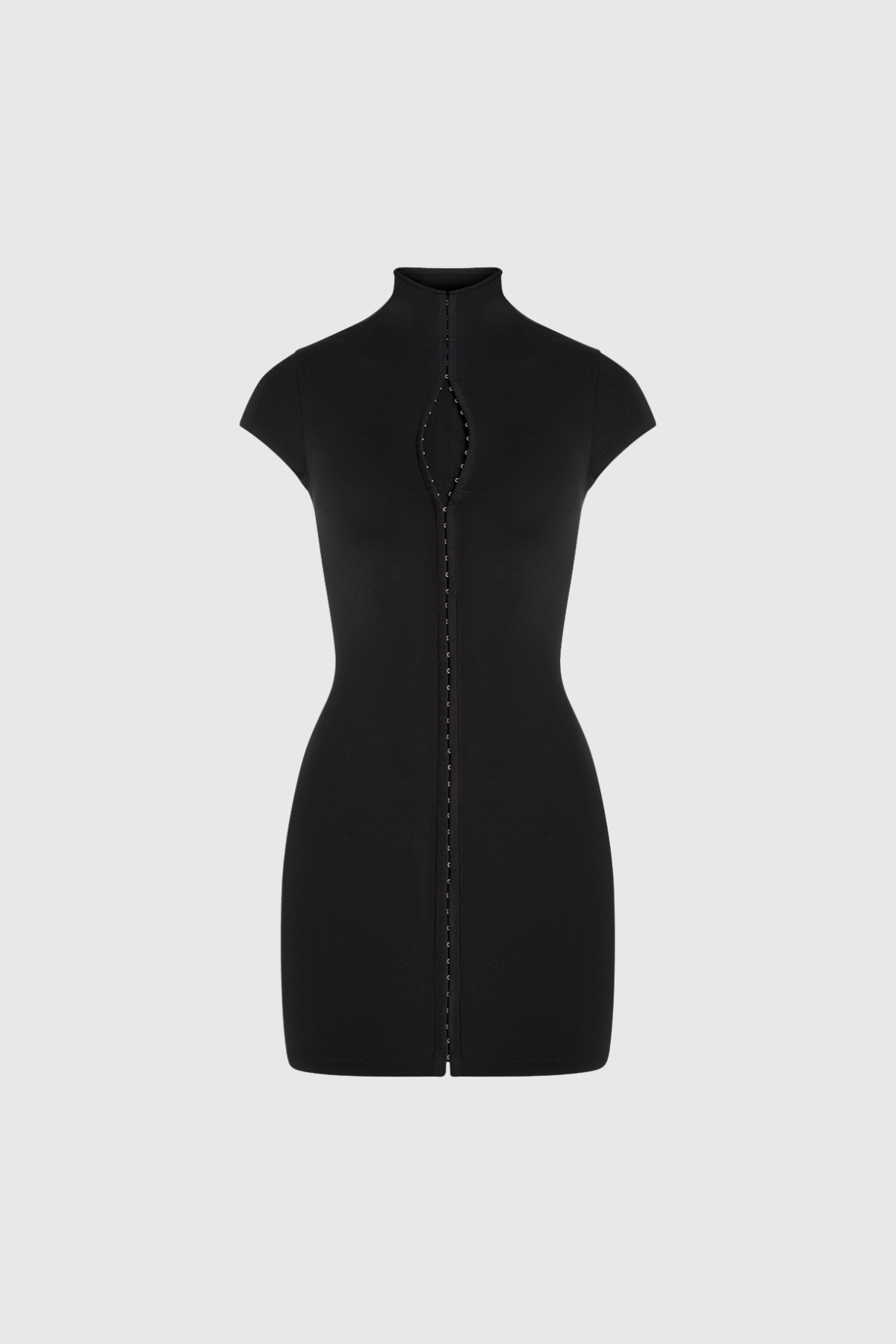 Ebba Keyhole Zip Front Mini Dress - Black