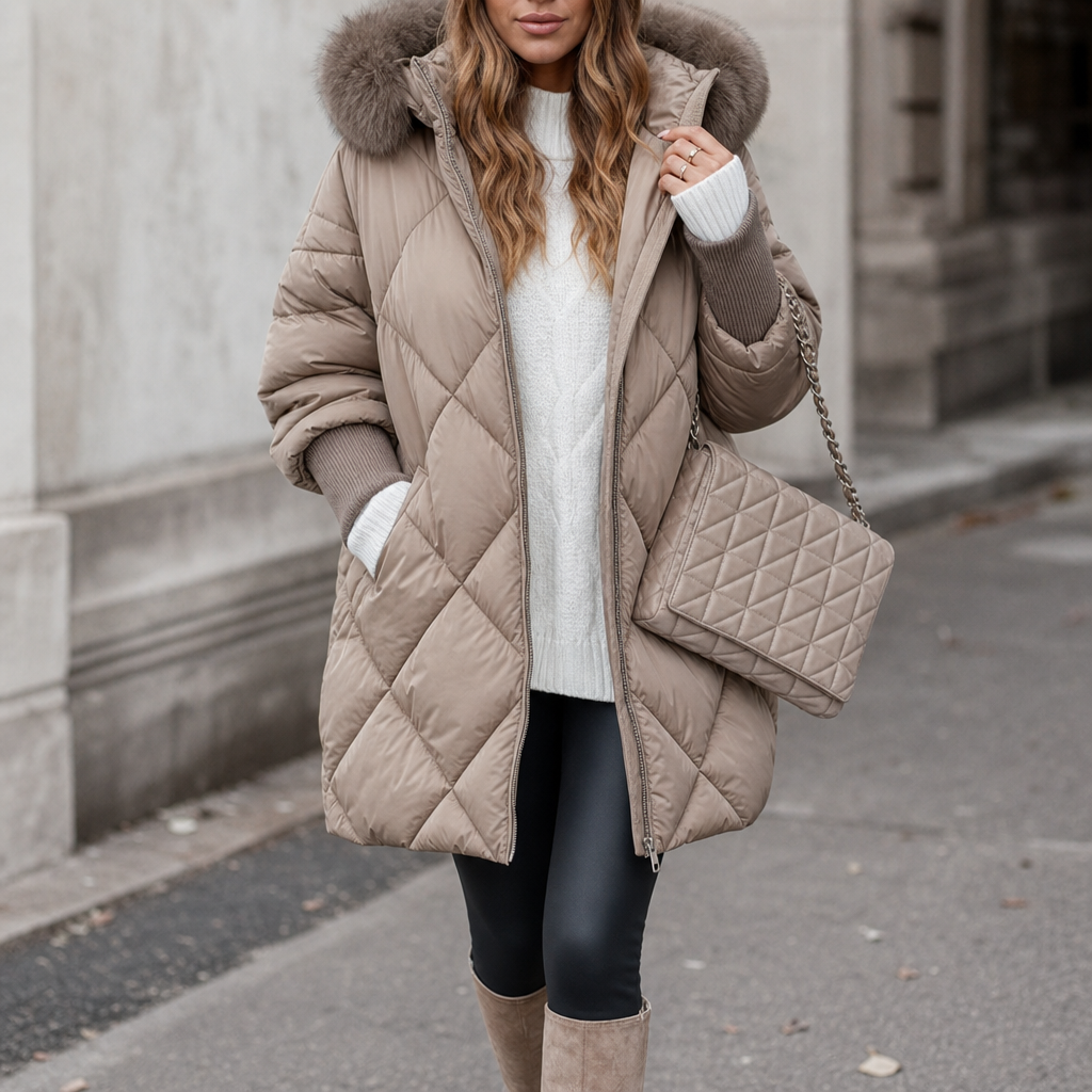 Elana Oversized Faux Fur Hood Parka - Brown