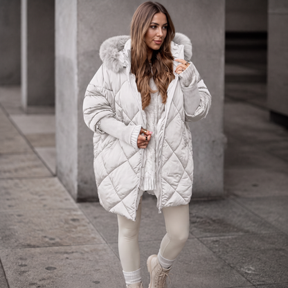 Elana Oversized Faux Fur Hood Parka - White