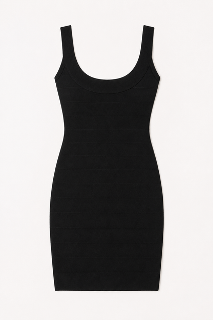 Eldora Scoop Neck Bandage Mini Dress - Black