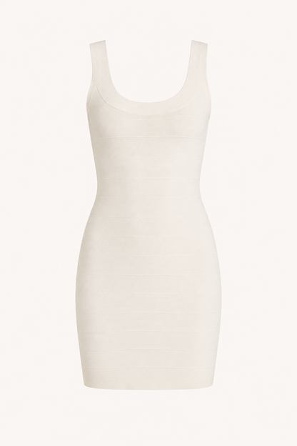 Eldora Scoop Neck Bandage Mini Dress - Ivory