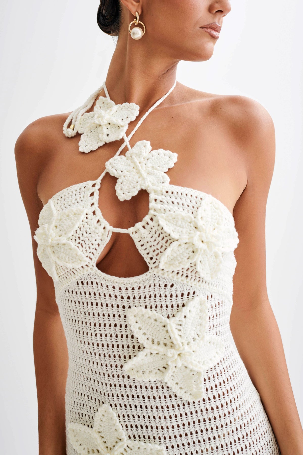 Women's Vacation Crochet Halter Maxi Dress with Floral Applique - product image 12