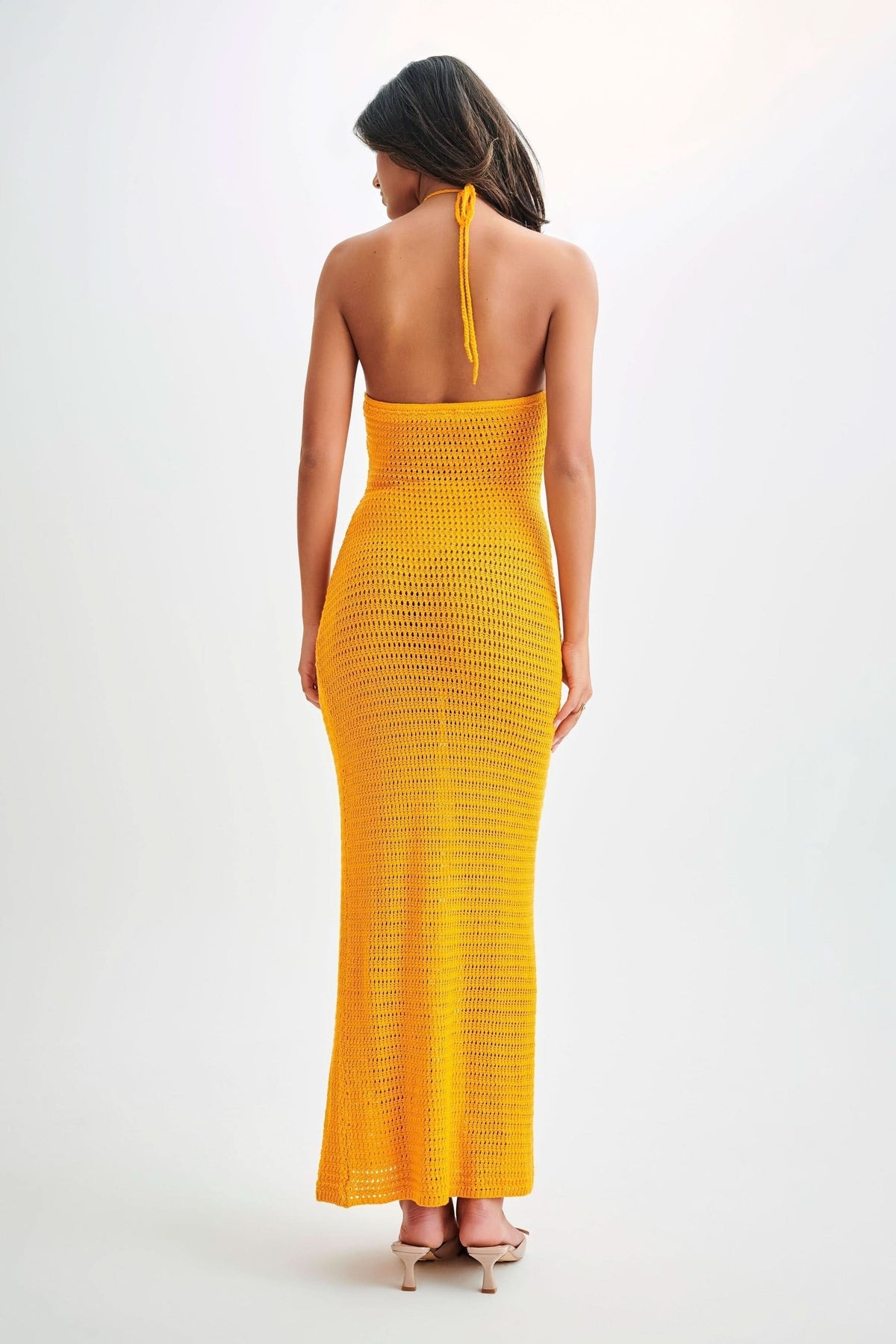 Women's Vacation Crochet Halter Maxi Dress with Floral Applique - product image 9