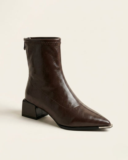 Eleanora Block-Heel Ankle Boots - Brown