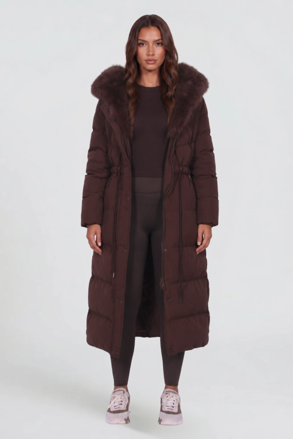 Eliza Faux Fur Hooded Long Puffer Coat