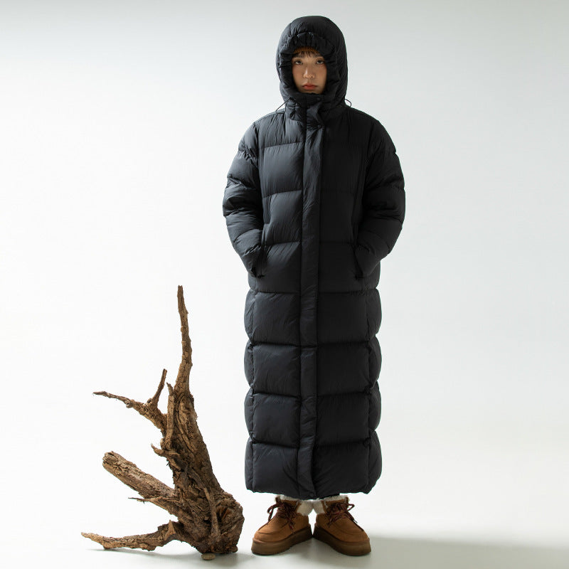 Elke Hooded Longline Puffer Coat - Black