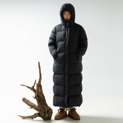 Elke Hooded Longline Puffer Coat - Black