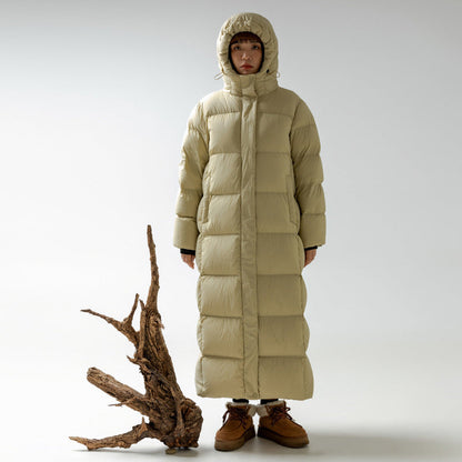 Elke Hooded Longline Puffer Coat - Sand