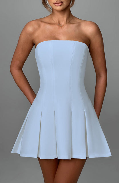 Esme Flared Strapless Mini Dress - Blue