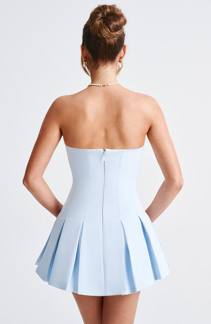 Esme Flared Strapless Mini Dress - Blue