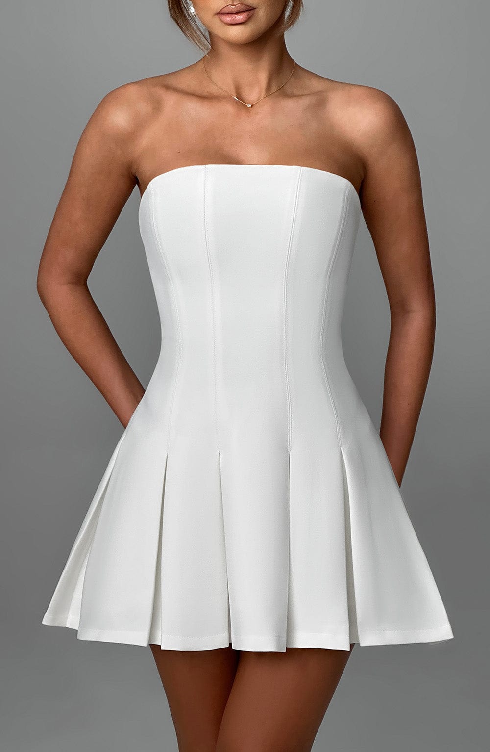 Esme Flared Strapless Mini Dress - Ivory