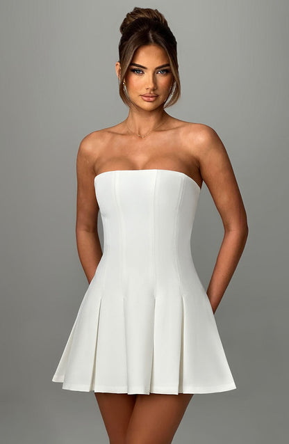 Esme Flared Strapless Mini Dress - Ivory