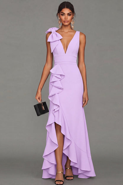Estrella Bow Ruffle Maxi Dress - Lilac