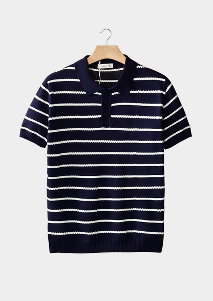 Everett Striped Polo Shirt - Navy