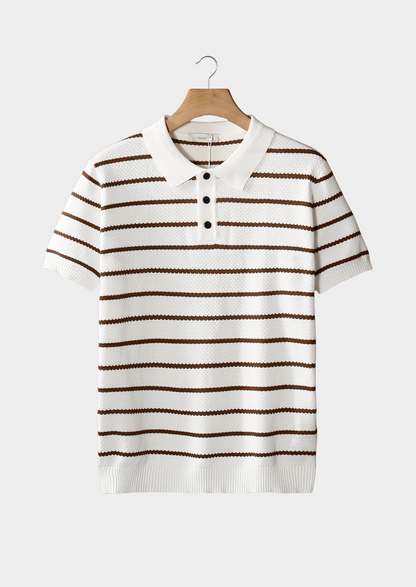 Everett Striped Polo Shirt - White